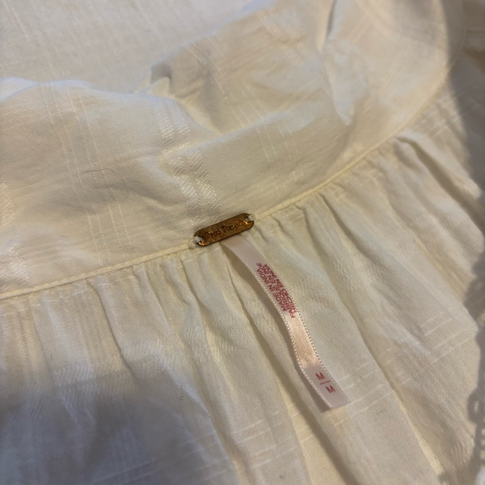 Free People White Lace-Trim V-Neck Mini Dress - Picture 4 of 14